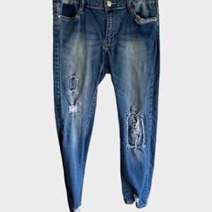 Puzzle Jeans Womens Juniors 11/12 Blue Denim Jeans Distressed Skinny